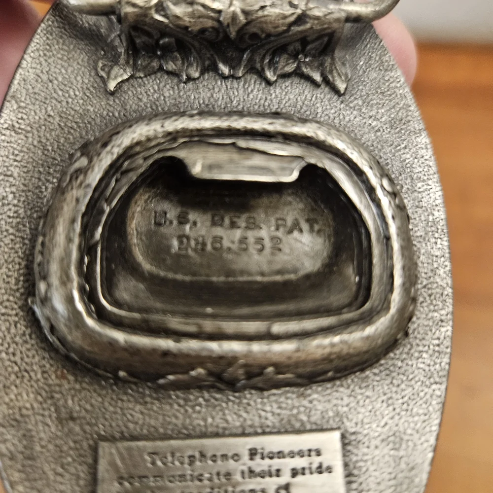 Vintage Telephone Pioneers of America Belt Buckle with Bottle Opener on the Back